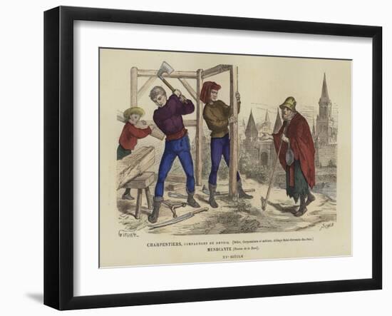 Carpenters and a Beggar, 15th Century-null-Framed Giclee Print