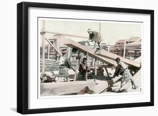 Carpenters at Work, Japan, 1904-null-Framed Giclee Print