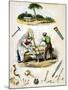 Carpenters at Work, Surrounded by Various Tools, C1845-null-Mounted Giclee Print