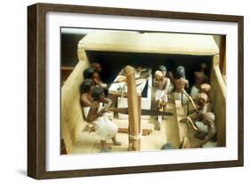 Carpenters in a Workshop, Model Figures from an Ancient Egyptian Tomb-null-Framed Photographic Print