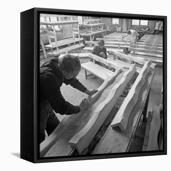 Carpenters Working on Church Pews at a Small Carpentry Workshop, South Yorkshire, 1969-Michael Walters-Framed Stretched Canvas