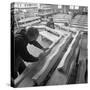 Carpenters Working on Church Pews at a Small Carpentry Workshop, South Yorkshire, 1969-Michael Walters-Stretched Canvas