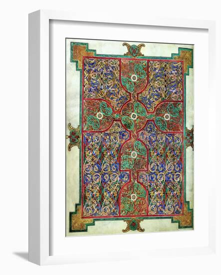 Carpet Page from the Lindisfarne Gospels, Around 698-700, Design in the Shape of a Cross-null-Framed Giclee Print