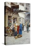 Carpet Seller in a Bazaar-Filipo Or Frederico Bartolini-Stretched Canvas