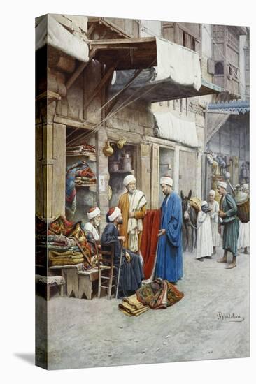 Carpet Seller in a Bazaar-Filipo Or Frederico Bartolini-Stretched Canvas