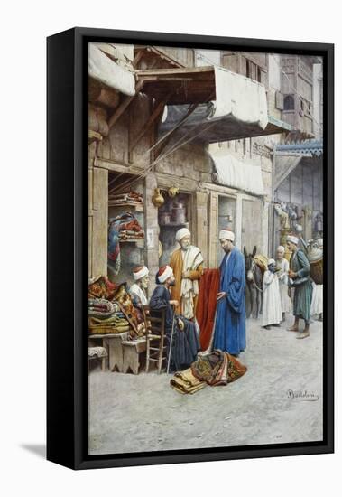 Carpet Seller in a Bazaar-Filipo Or Frederico Bartolini-Framed Stretched Canvas