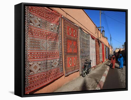 Carpets for Sale in the Street, Marrakech, Morocco, North Africa, Africa-Vincenzo Lombardo-Framed Stretched Canvas