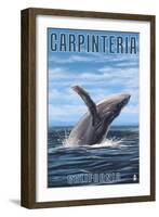 Carpinteria, California - Humpback Whale-Lantern Press-Framed Art Print