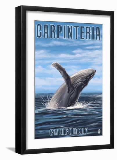 Carpinteria, California - Humpback Whale-Lantern Press-Framed Art Print