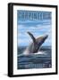 Carpinteria, California - Humpback Whale-Lantern Press-Framed Art Print