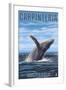 Carpinteria, California - Humpback Whale-Lantern Press-Framed Art Print