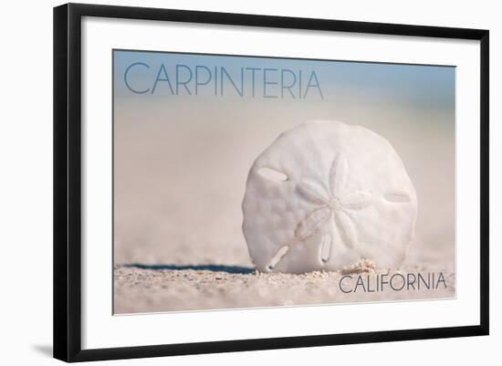 Carpinteria, California - Sand Dollar on Beach-Lantern Press-Framed Art Print