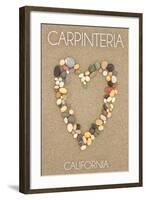 Carpinteria, California - Stone Heart on Sand-Lantern Press-Framed Art Print
