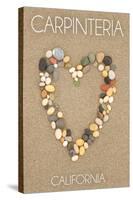Carpinteria, California - Stone Heart on Sand-Lantern Press-Stretched Canvas