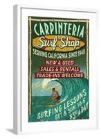 Carpinteria, California - Surf Shop Vintage Sign-Lantern Press-Framed Art Print