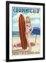Carpinteria, California - Surfer Pinup Girl-Lantern Press-Framed Art Print