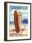 Carpinteria, California - Surfer Pinup Girl-Lantern Press-Framed Art Print