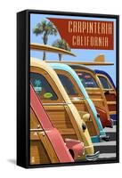 Carpinteria, California - Woodies Lined Up-Lantern Press-Framed Stretched Canvas