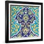 Carreau à frise de lambrequins bleu et turquoise imbriqués-null-Framed Giclee Print