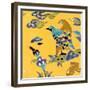 Carreau de revêtement aux deux oiseaux et au lièvre-null-Framed Giclee Print