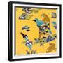 Carreau de revêtement aux deux oiseaux et au lièvre-null-Framed Giclee Print