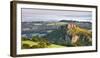 Carreg Cennen Castle at dawn on a misty summer morning, Brecon Beacons National Park, Carmarthenshi-Adam Burton-Framed Photographic Print