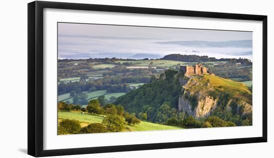 Carreg Cennen Castle at dawn on a misty summer morning, Brecon Beacons National Park, Carmarthenshi-Adam Burton-Framed Photographic Print