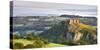 Carreg Cennen Castle at dawn on a misty summer morning, Brecon Beacons National Park, Carmarthenshi-Adam Burton-Stretched Canvas