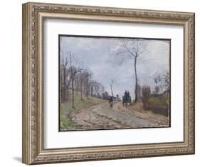 Carriage on a Country Road, Winter, Outskirts of Louveciennes, 1872-Camille Pissarro-Framed Giclee Print