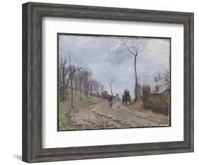 Carriage on a Country Road, Winter, Outskirts of Louveciennes, 1872-Camille Pissarro-Framed Giclee Print