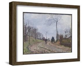 Carriage on a Country Road, Winter, Outskirts of Louveciennes, 1872-Camille Pissarro-Framed Giclee Print