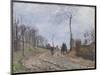 Carriage on a Country Road, Winter, Outskirts of Louveciennes, 1872-Camille Pissarro-Mounted Giclee Print