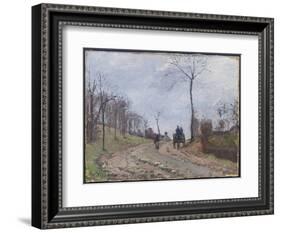 Carriage on a Country Road, Winter, Outskirts of Louveciennes, 1872-Camille Pissarro-Framed Giclee Print