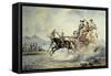 Carriage Pulled by Two Horses Travelling Fast-Gonsalvo Carelli-Framed Stretched Canvas