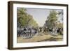 Carriage Race in Prater in Vienna, Watercolour, Austria, 19th Century-null-Framed Giclee Print