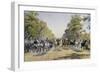 Carriage Race in Prater in Vienna, Watercolour, Austria, 19th Century-null-Framed Giclee Print