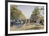 Carriage Race in Prater in Vienna, Watercolour, Austria, 19th Century-null-Framed Giclee Print