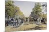 Carriage Race in Prater in Vienna, Watercolour, Austria, 19th Century-null-Mounted Giclee Print