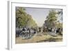 Carriage Race in Prater in Vienna, Watercolour, Austria, 19th Century-null-Framed Giclee Print