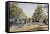 Carriage Race in Prater in Vienna, Watercolour, Austria, 19th Century-null-Framed Stretched Canvas