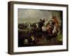 Carriage with Bearing People with Masks in Place De La Concorde in Paris, 1834, Painting by Lamy-null-Framed Giclee Print