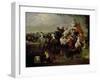 Carriage with Bearing People with Masks in Place De La Concorde in Paris, 1834, Painting by Lamy-null-Framed Giclee Print