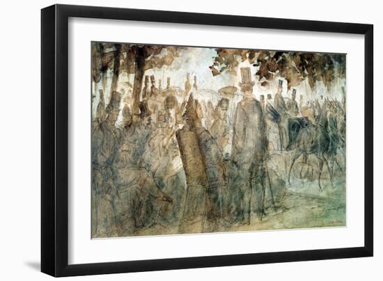 Carriages and Promenaders on the Avenue des Champs-Elysses-Constantin Guys-Framed Giclee Print