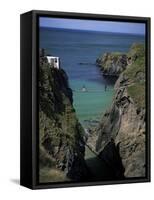 Carrick-A-Rede Rope Bridge, County Antrim, Northern Ireland, United Kingdom-Roy Rainford-Framed Stretched Canvas