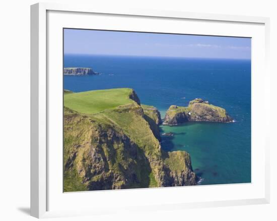 Carrick-A-Rede Rope Bridge to Carrick Island, Larrybane Bay, County Antrim, Northern Ireland-Neale Clarke-Framed Photographic Print