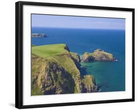 Carrick-A-Rede Rope Bridge to Carrick Island, Larrybane Bay, County Antrim, Northern Ireland-Neale Clarke-Framed Photographic Print