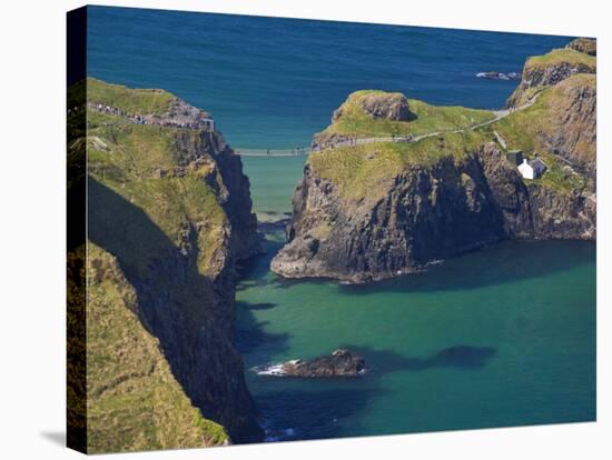 Carrick-A-Rede Rope Bridge to Carrick Island, Larrybane Bay, County Antrim, Ulster-Neale Clarke-Stretched Canvas