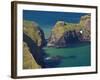 Carrick-A-Rede Rope Bridge to Carrick Island, Larrybane Bay, County Antrim, Ulster-Neale Clarke-Framed Photographic Print