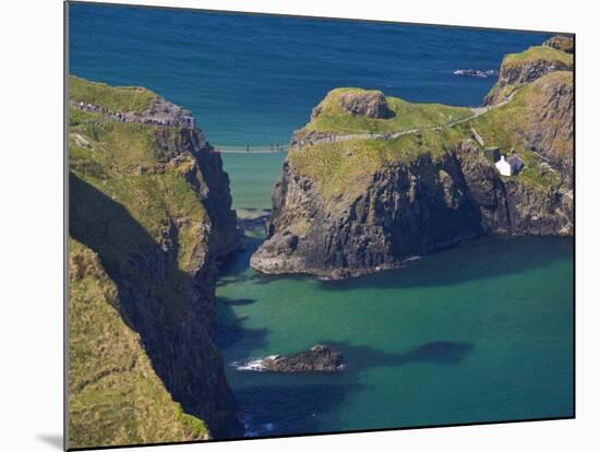 Carrick-A-Rede Rope Bridge to Carrick Island, Larrybane Bay, County Antrim, Ulster-Neale Clarke-Mounted Photographic Print