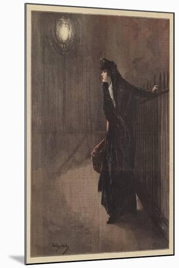 Carrie Shivered as She Clung to the Hoar-Frosted Railings (Colour Litho)-Dudley Hardy-Mounted Giclee Print